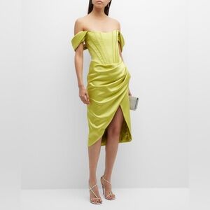 NWOT Neiman Marcus GIGII'S
Jasmin Draped Off-Shoulder Corset Midi Dress